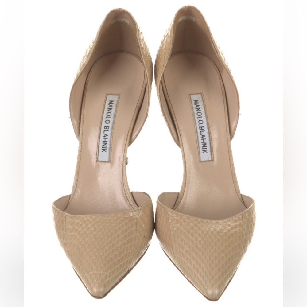 Manolo Blahnik Beige Pointed-Toe D'Orsay Heels